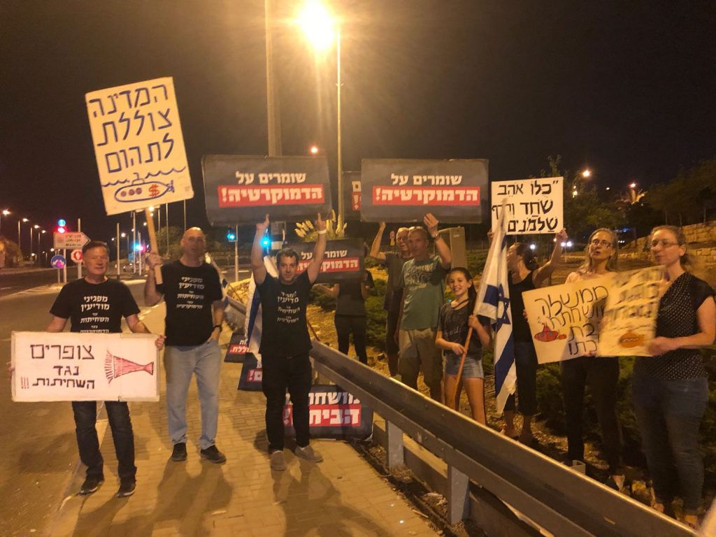 המפגינים והמפגינות בצומת שילת (צילום: פרטי)