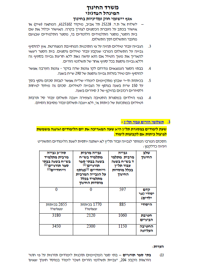 חוזר מנכ"ל משרד החינוך לשנת תש"פ