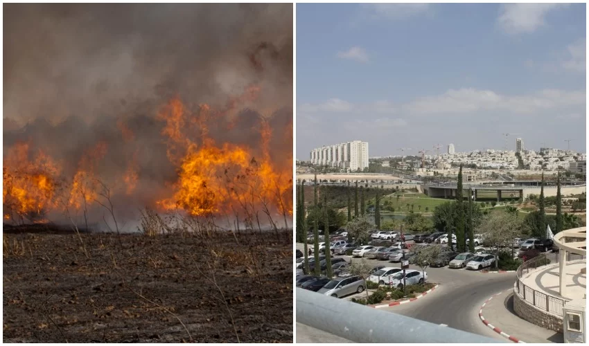 מודיעין, אילוסטרציה שריפה (צילומים: פרטי, אליהו הרשקוביץ)