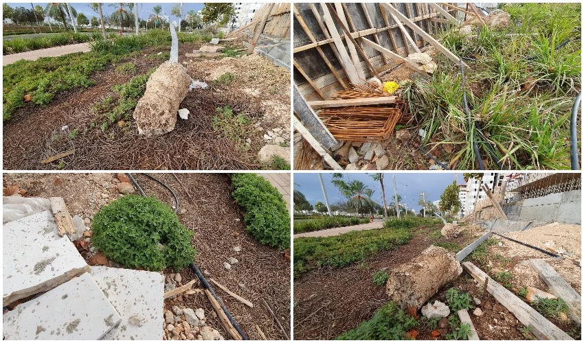 מפגעים בטיילת שדרות השחמונאים - פסולת בנייה (צילומים: פרטי)