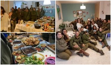 חיילי הקורב והשולחנות העמוסים (צילום: פרטי)