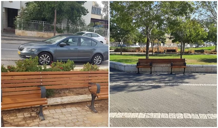 הספסלים המונגשים (צילום: דוברות עיריית מודיעין)
