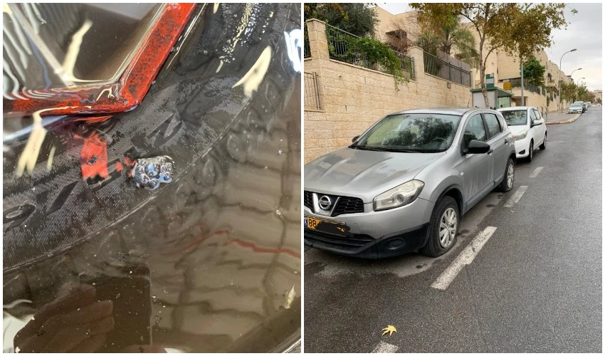 מכונית עם צמיגים מנוקבים, צמיג שנוקב (צילום: פרטי)