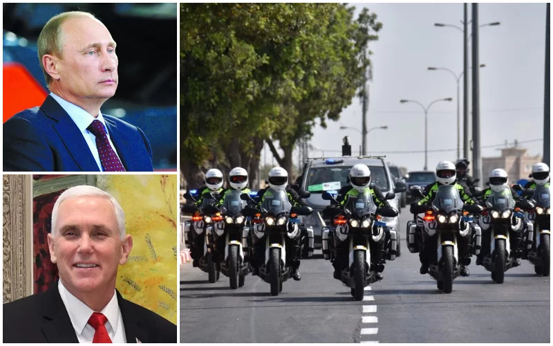 ביקור מנהיגים בירושלים, ולדימיר פוטין, מייק פנס (צילומים: דוברות המשטרה, REUTERS, מארק ניימן/לע"מ)