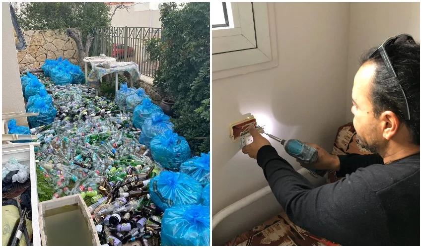 שיפוץ בבית האישה, הבקבוקים שנתרמו (צילום: טל דיל)