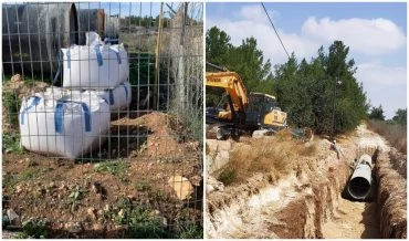 עבודות הנחת הצנורות בקיץ האחרון והשבוע (צילומים: אמרי ונדל, מיכל ציון)