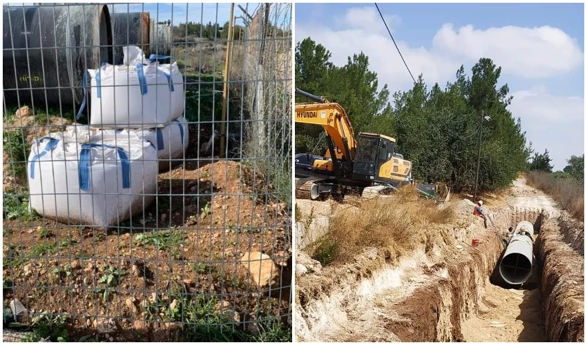 עבודות הנחת הצנורות בקיץ האחרון והשבוע (צילומים: אמרי ונדל, מיכל ציון)