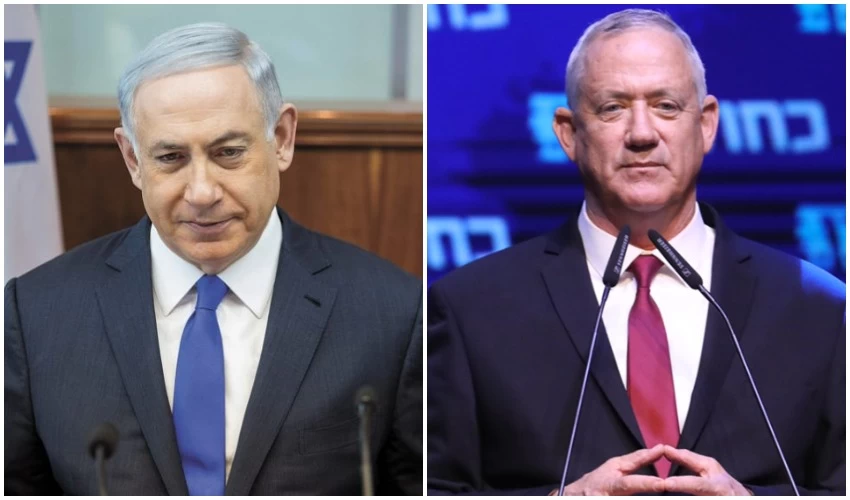 בני גנץ, בנימין נתניהו (צילומים: הארץ, אמיל סלמן)