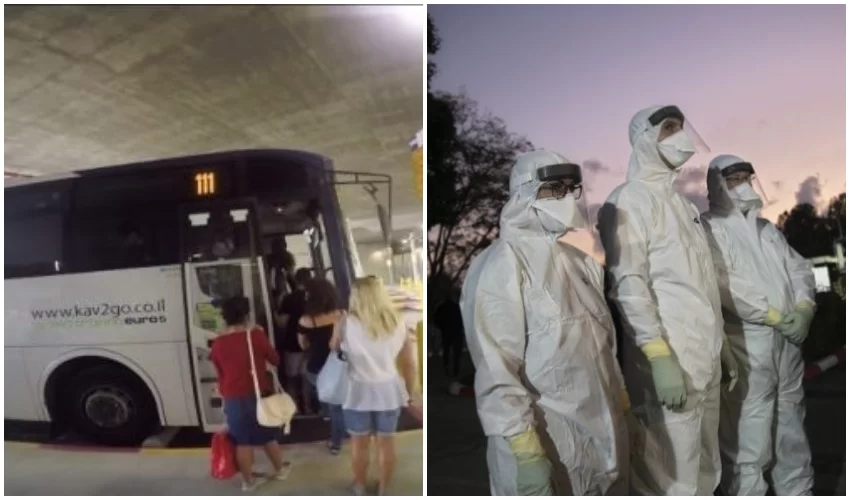 קורונה, מסוף התחבורה הציבורית במודיעין (צילום:מוטי מילרוד, חורחה נובומינסקי)