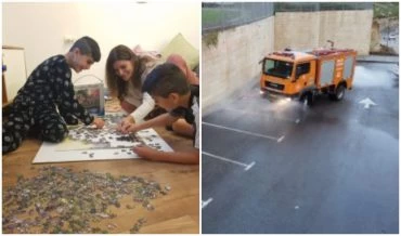 פעולות החיטוי בשכונת אבני חן, חפצי קופלה, יו"ר הנהגת ההורים בבית הספר אבני חן (צילום: דוברות כבאות והצלה, באדיבות חפצי קופולה)