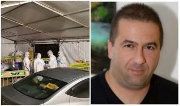 יו"ר הנהגת ההורים אייל כהן, תחנה לבדיקת קורונה (צילומים: רד פיצ'רסקי, תיעוד מבצעי מד"א)
