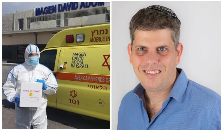 המשנה לראש העיר עמיעד טאוב, בדיקות קורונה (צילומים: עט תקשורת, תיעוד מבצעי מד"א)